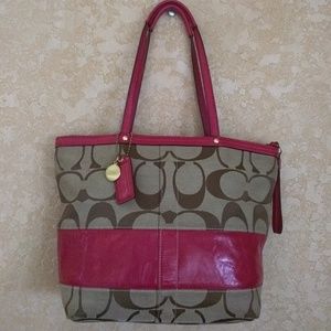 Coach Beige/fuscsia bag