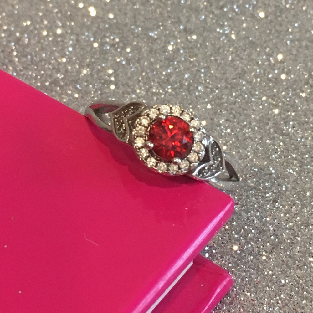 Silver and Red Costume Ring