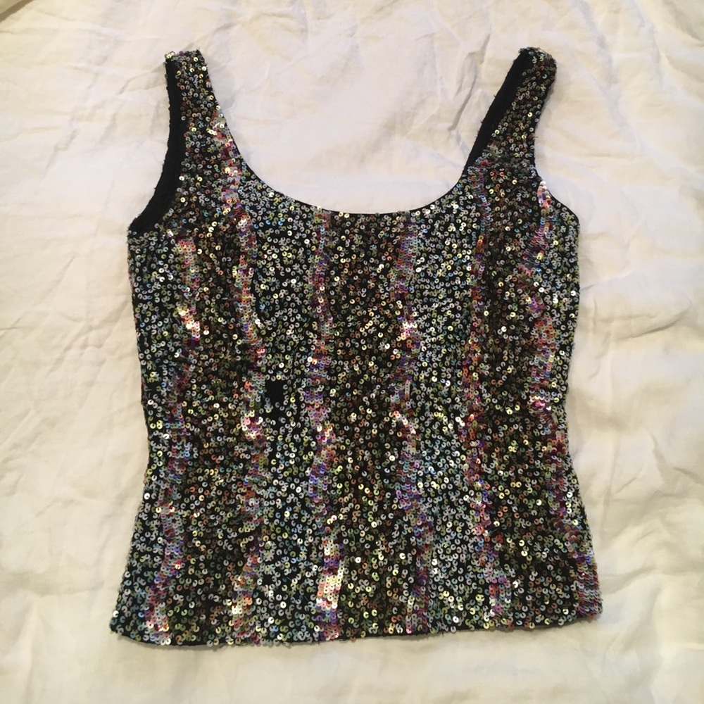Chetta Rainbow sequen crop tank