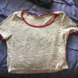 marled ringer crop top