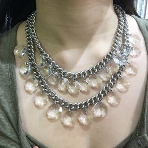 Beautiful teardrop crystal chain necklace