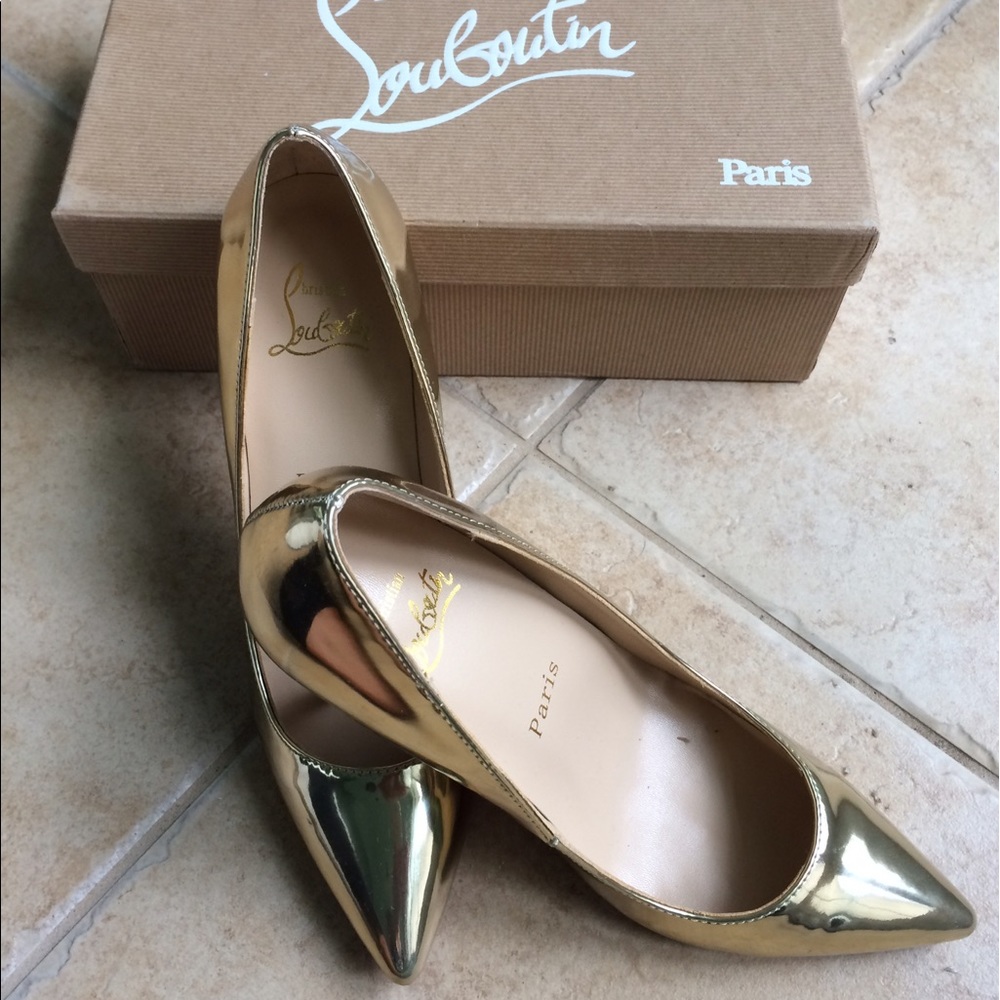 Gold metallic Christian louboutin pumps