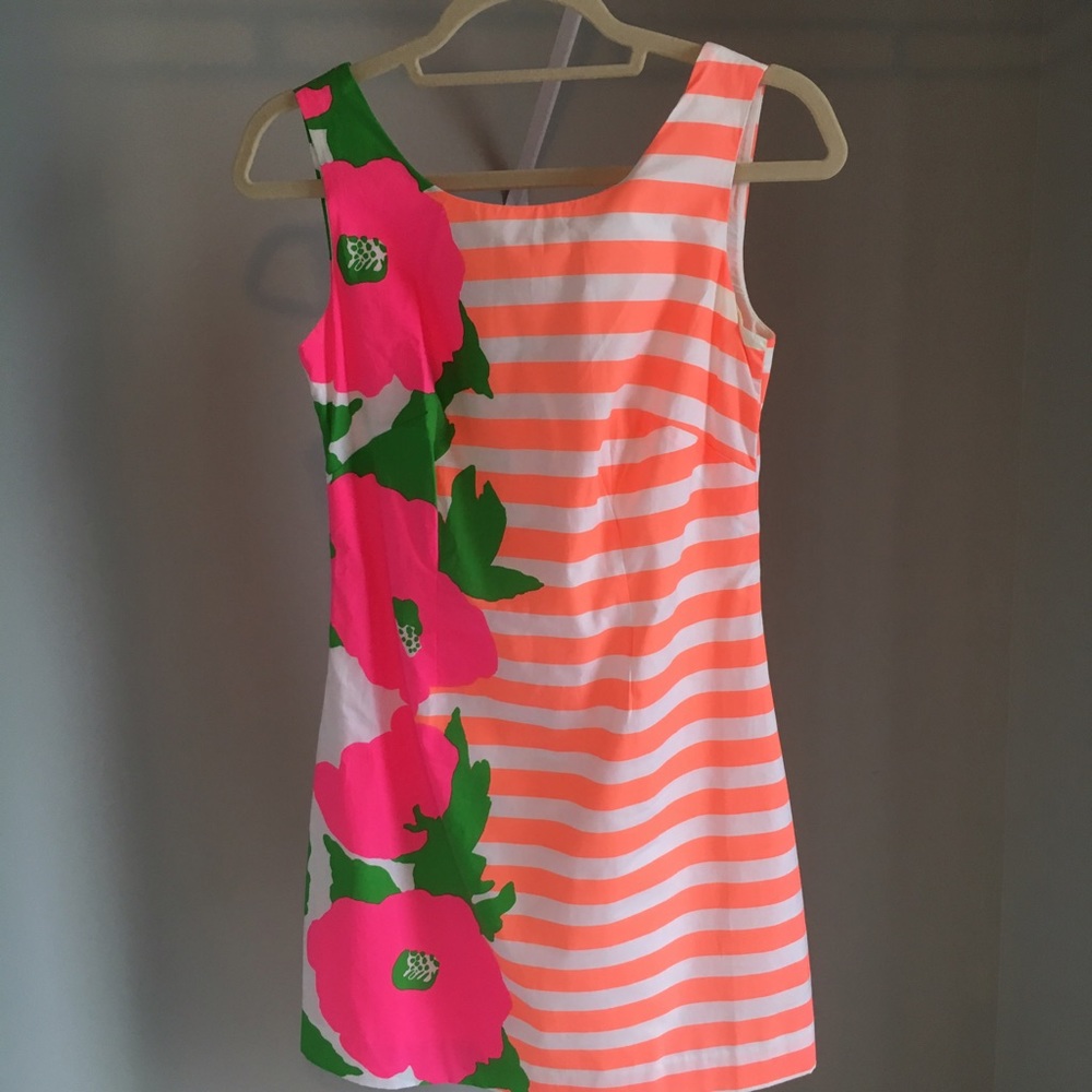 Lilly Pulitzer Neon Striped & Floral Dress Size 0 - Picture 1 of 4