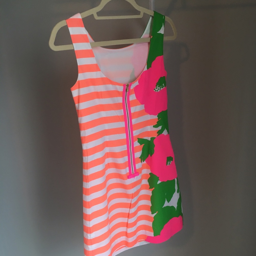 Lilly Pulitzer Neon Striped & Floral Dress Size 0 - Picture 2 of 4