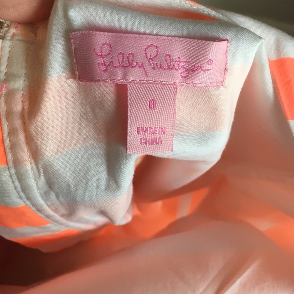 Lilly Pulitzer Neon Striped & Floral Dress Size 0 - Picture 4 of 4