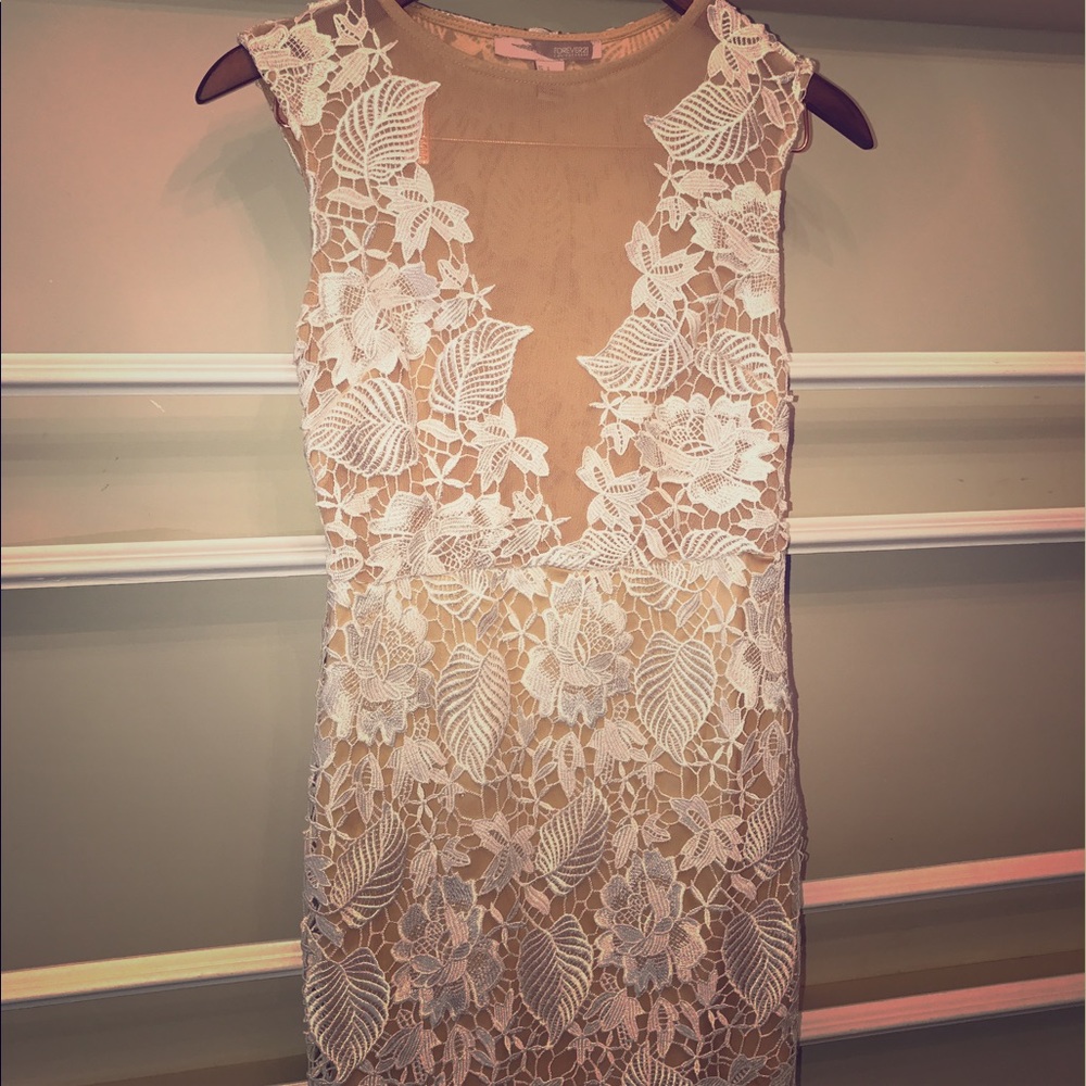 White and sheer lace dress