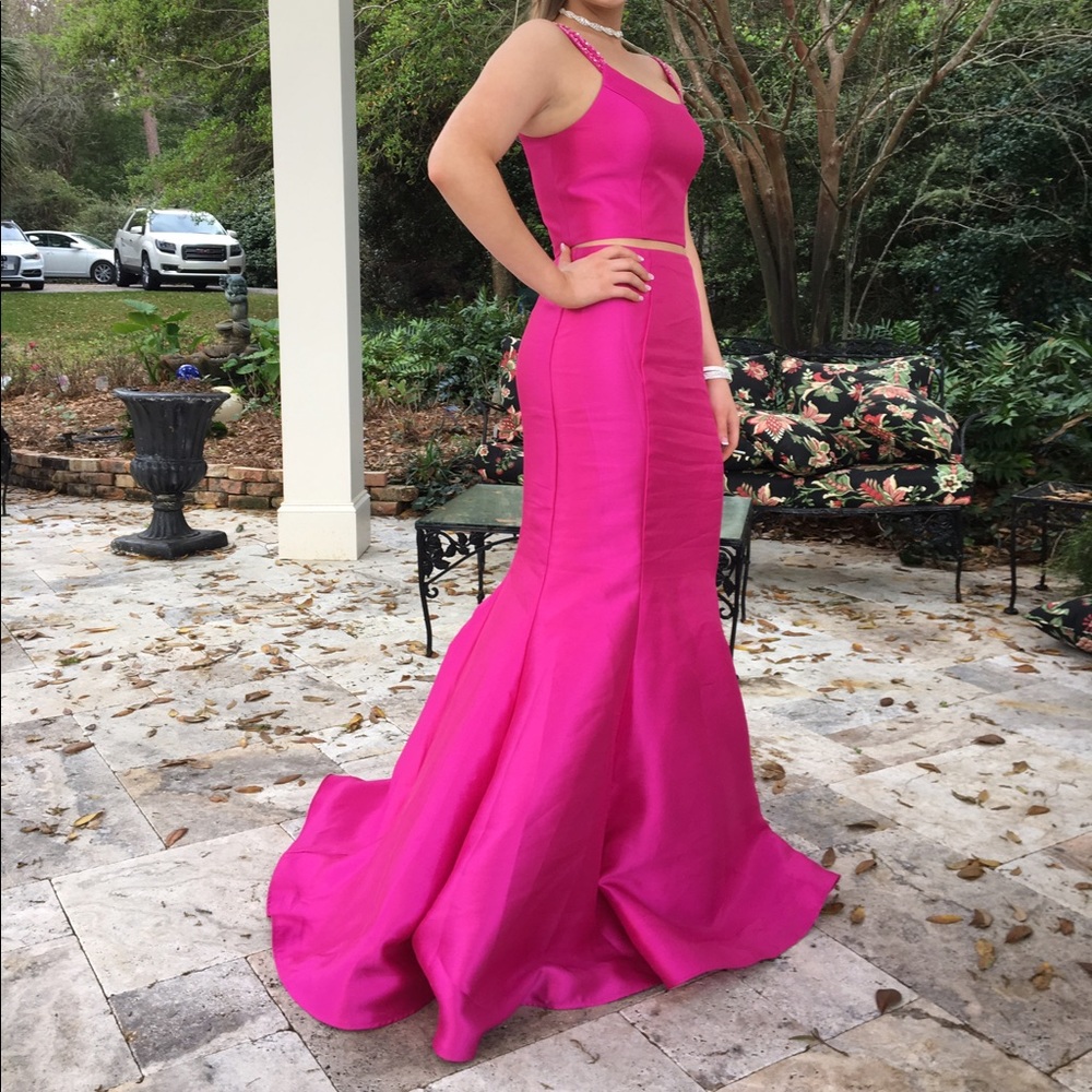 BLUSH Two Piece Mermaid Prom Dress