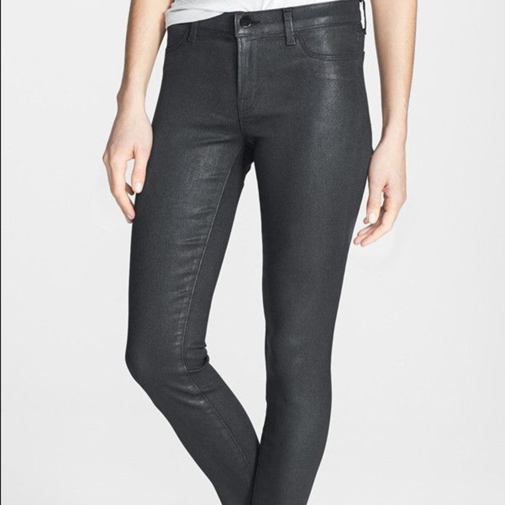 J Brand 485 mid rise Super Skinny Coated Jeans