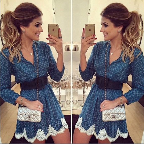Free People Dresses & Skirts - Silky Dress with Lace Trim