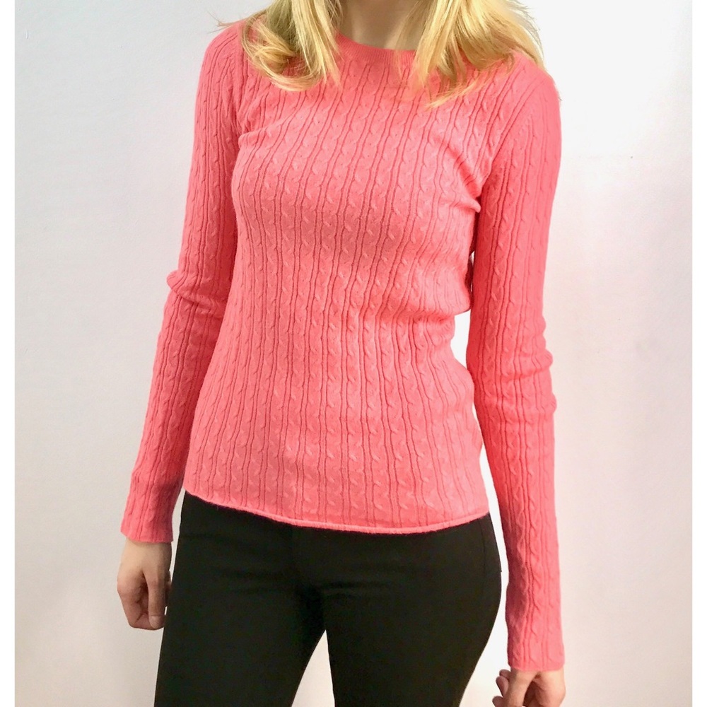 Banana Republic Pink Cableknit Lightweight Sweater