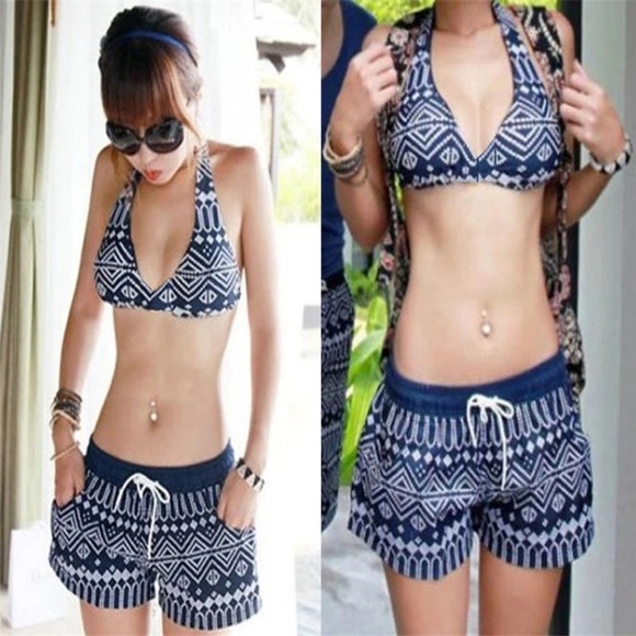 Top+Vintage👙 Shorts 2Pcs Swimsuit - Picture 5 of 7