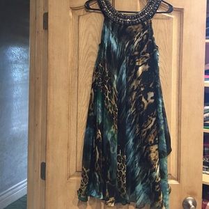 Emerald green leopard print dress
