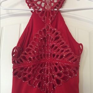 JS Collections Red Ball Gown with Beading.