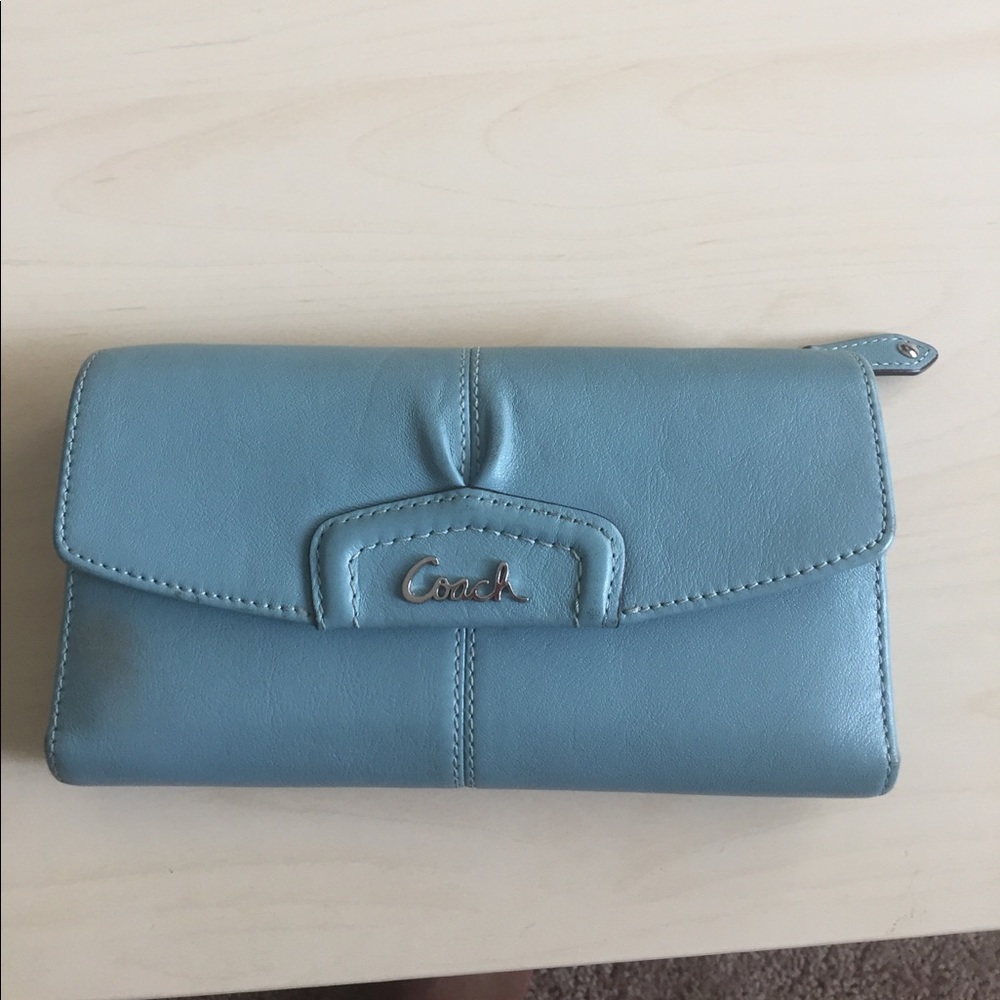 Powder Blue Coach Leather Wallet