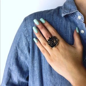 Gold Rose Statement Ring (Adjustable)