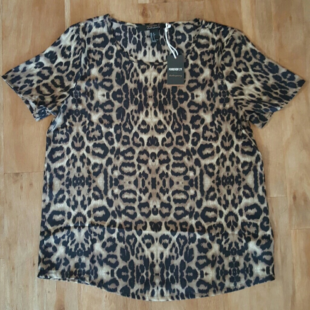 NWT Forever XXI leopard chiffon shirt