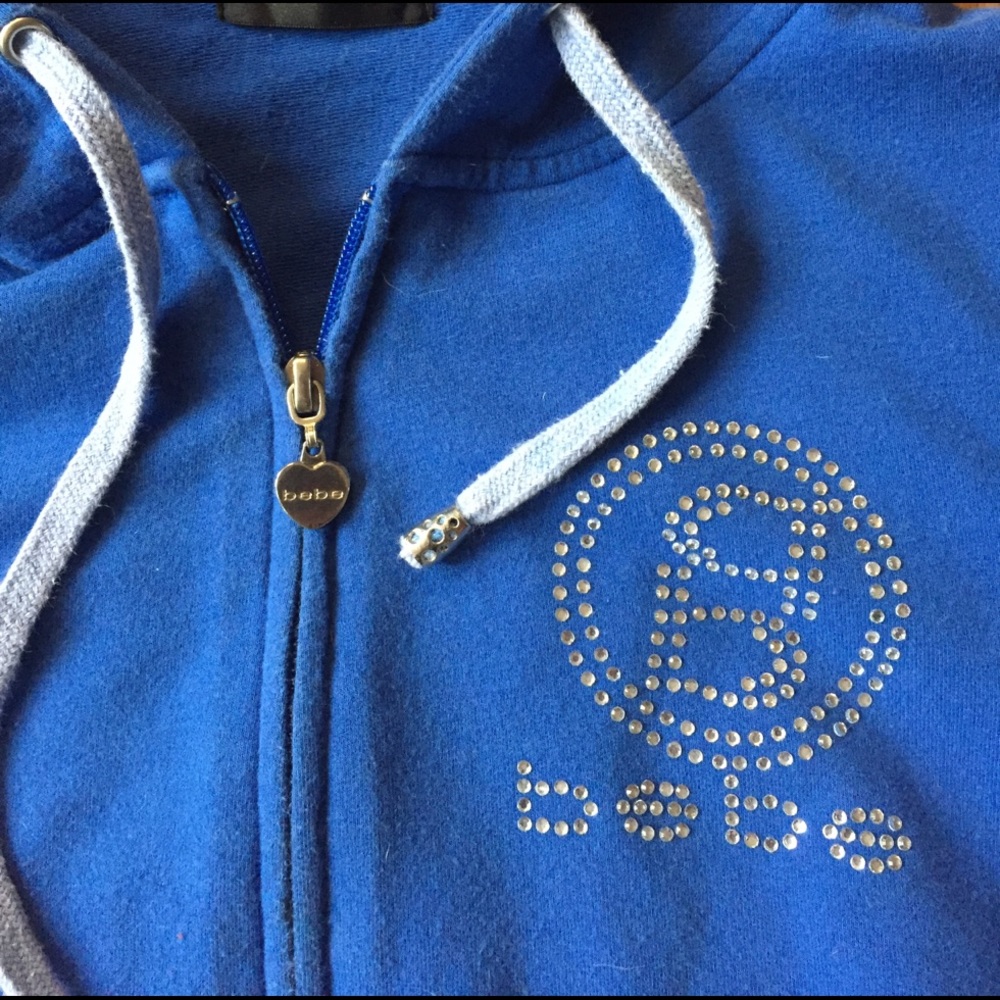 Bebe short sleeve rhinestone hoodie