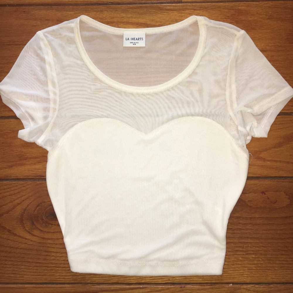Pacsun white and mesh crop top
