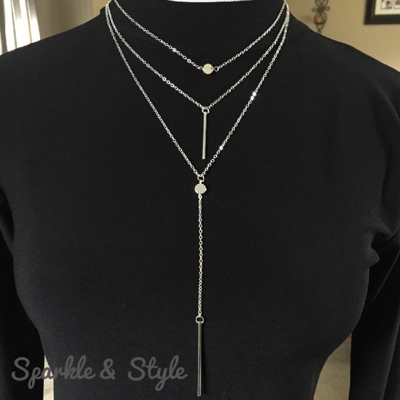 💋ALMOST GONE💋🆕Silver triple layer necklace 💖✨ - Picture 2 of 2