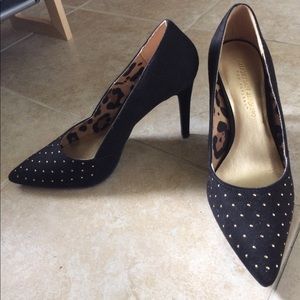 Gold Studded Suede Heels