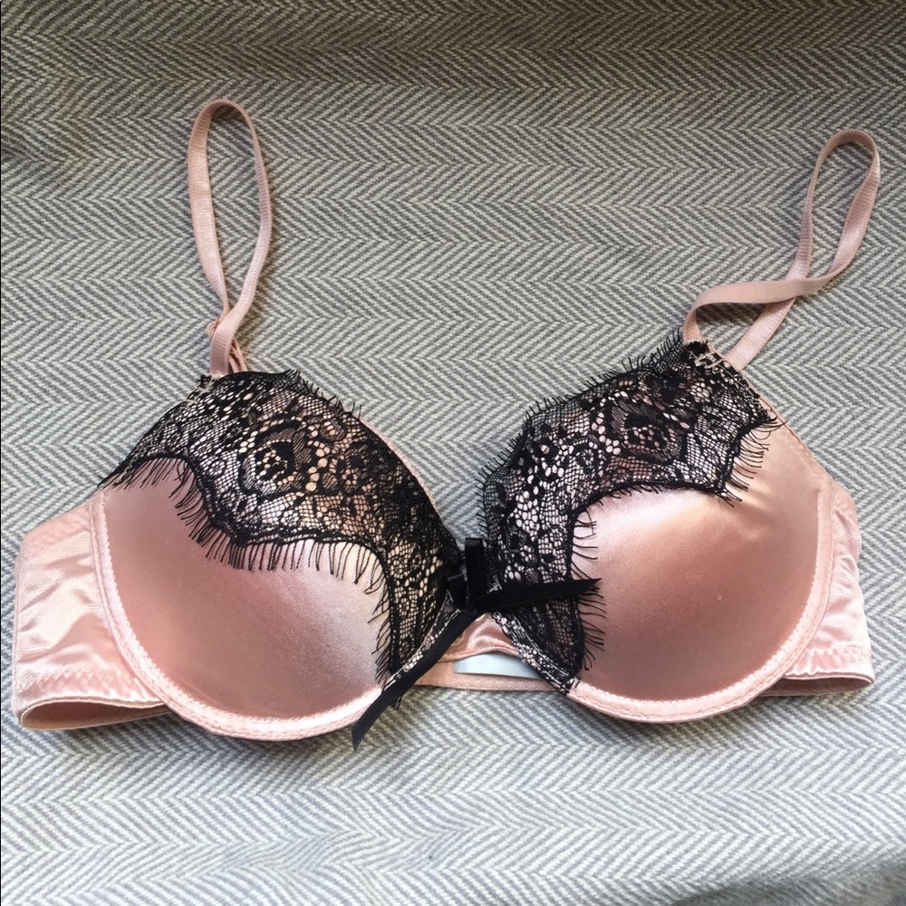 Pink and black bra