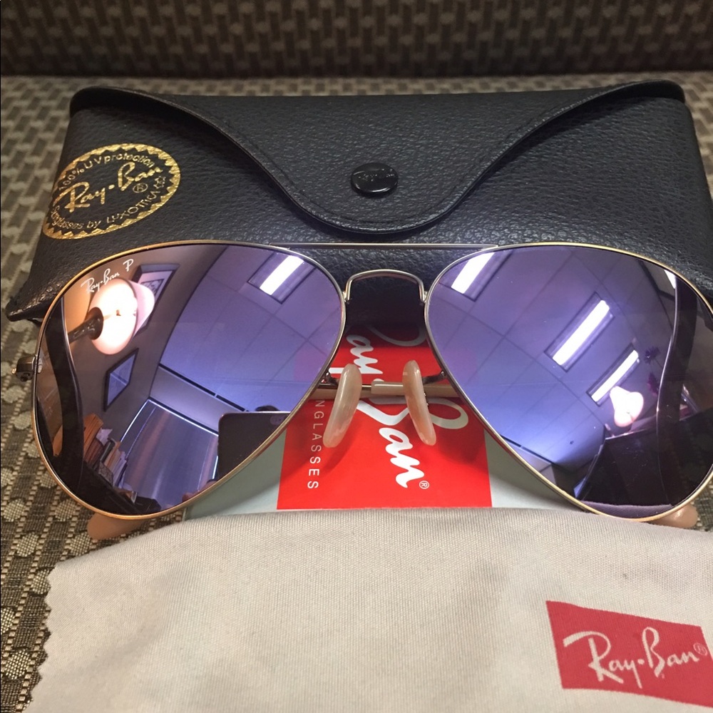 💜Authentic RAY BAN Purple Flash Lens Aviators 💜