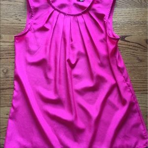 Hot pink tank top with gathered collar