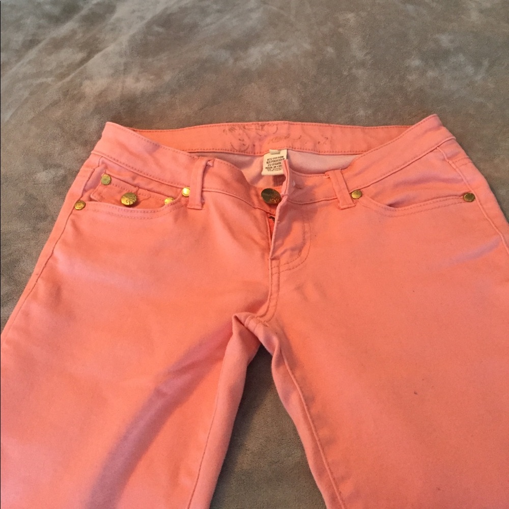 Colored jean pants .  Arden B peach color