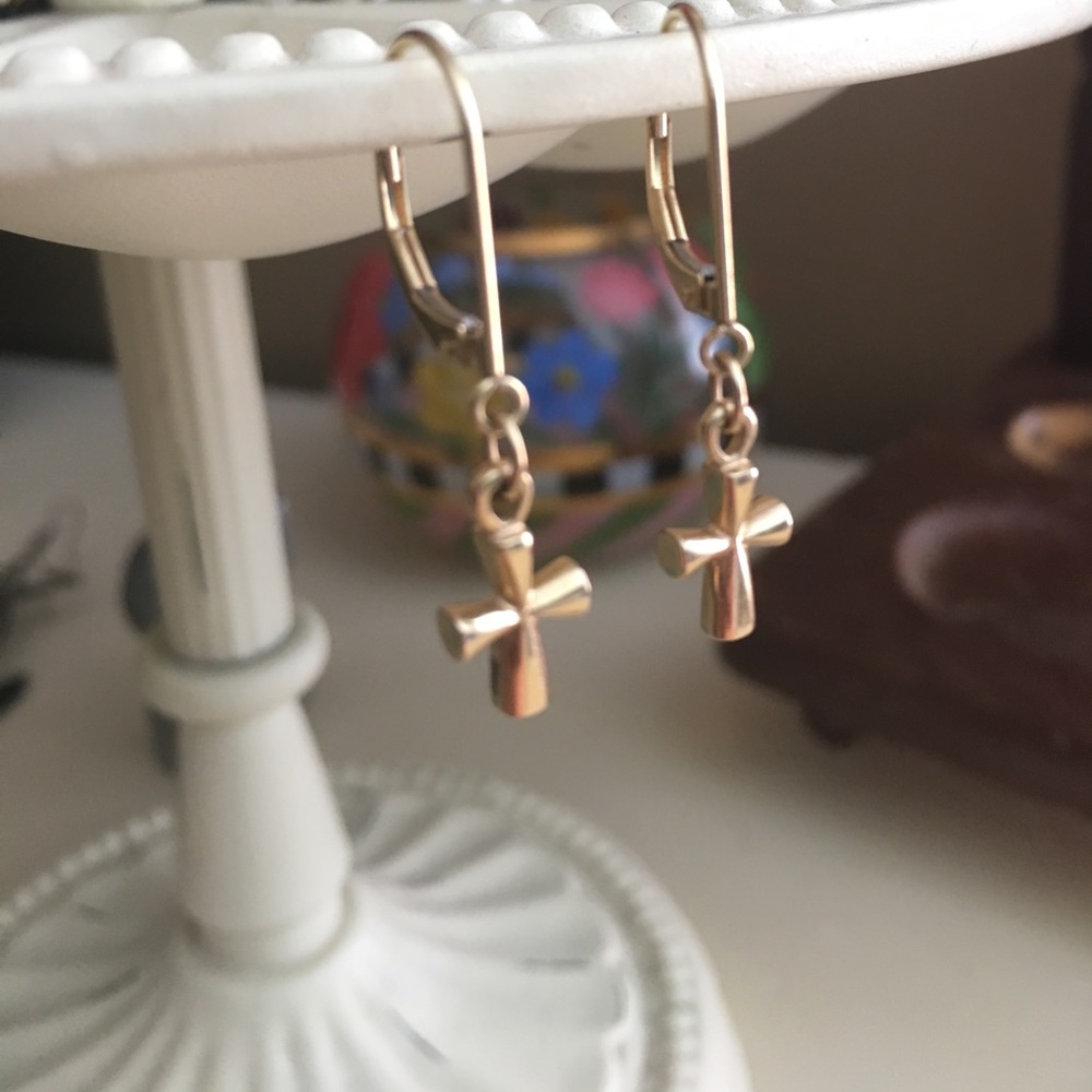 James Avery St. Teresa lever backs in  14K gold