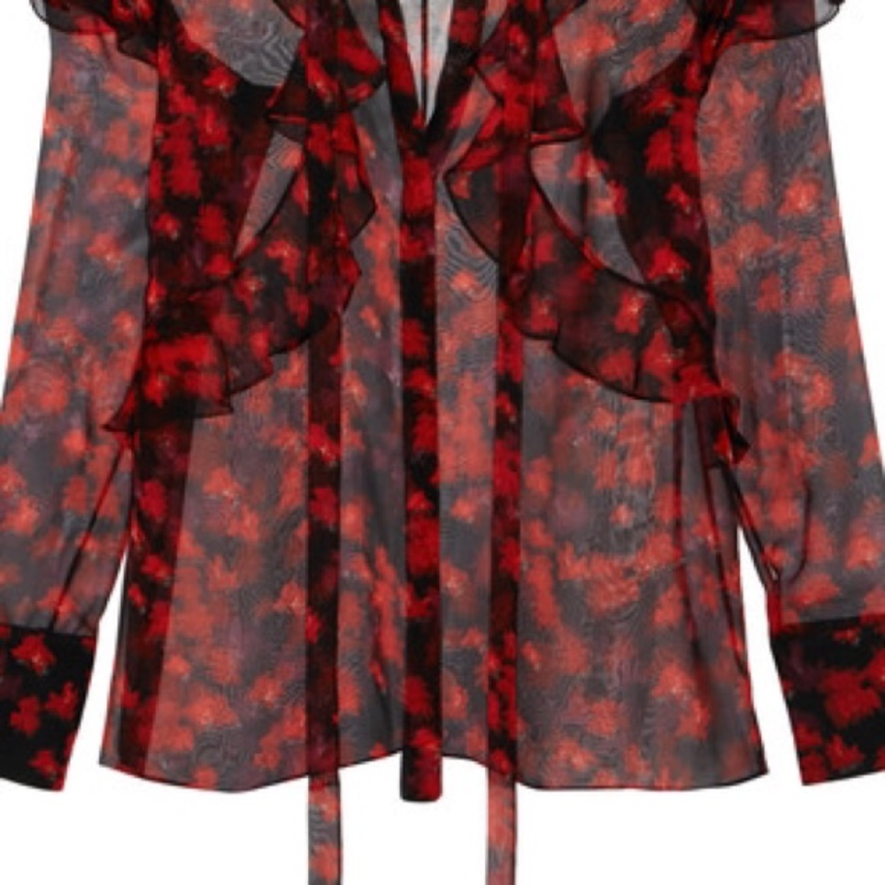 Brand New Givenchy Ruffled Sheer Blouse - Medium