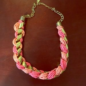 Pink and gold statement necklace