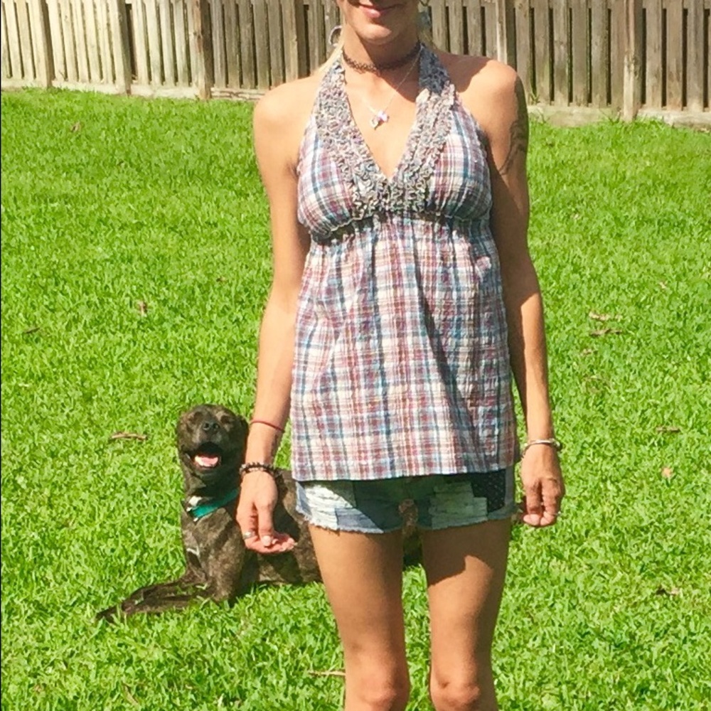 Candie's  Plaided Halter Top -Small