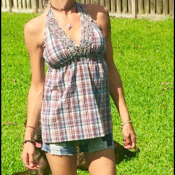 Candie's  Plaided Halter Top -Small - Picture 4 of 4
