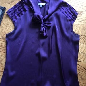 Deep purple satin short sleeve top