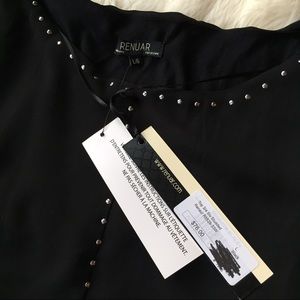 NWT Black studded hardware batwing blouse top