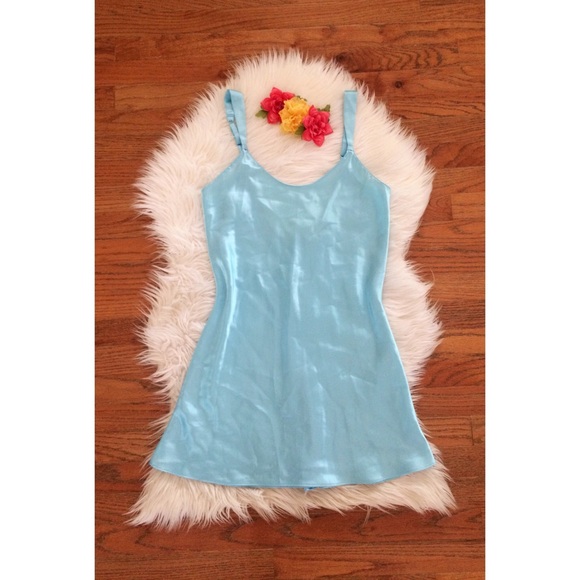 American Apparel Other - 90's Vintage Aqua Etienne Satin Slip Dress 🦋