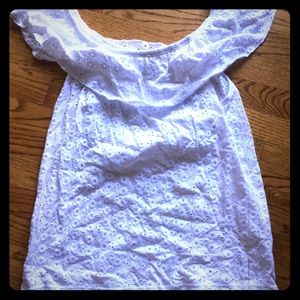 White eyelet off shoulder top