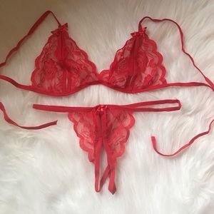 Urban Outfitters | Intimates & Sleepwear | Red Lace Crotchless Thong