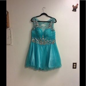 Aqua Blue Aspeed Prom Dress