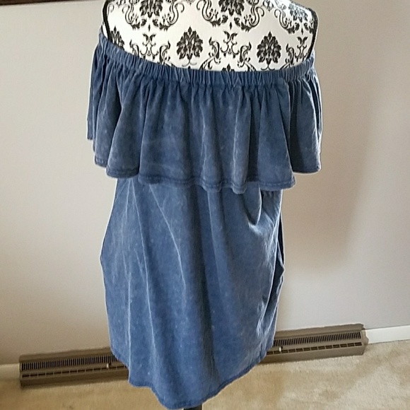 LAST INDIGO OFF THE SHOULDER SUN DRESS - Picture 5 of 6