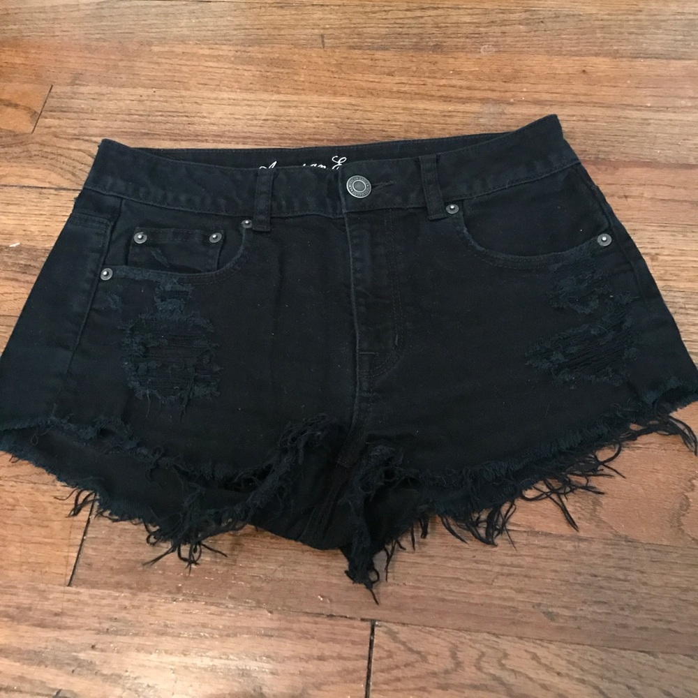 Black American Eagle high waisted ripped shorts