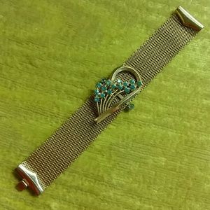 Vintage Gold Bracelet with Blue Stones