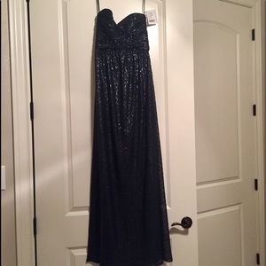 Amsale 'London' sequin tulle strapless column gown