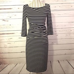 WHBM striped wrap dress black white extra small