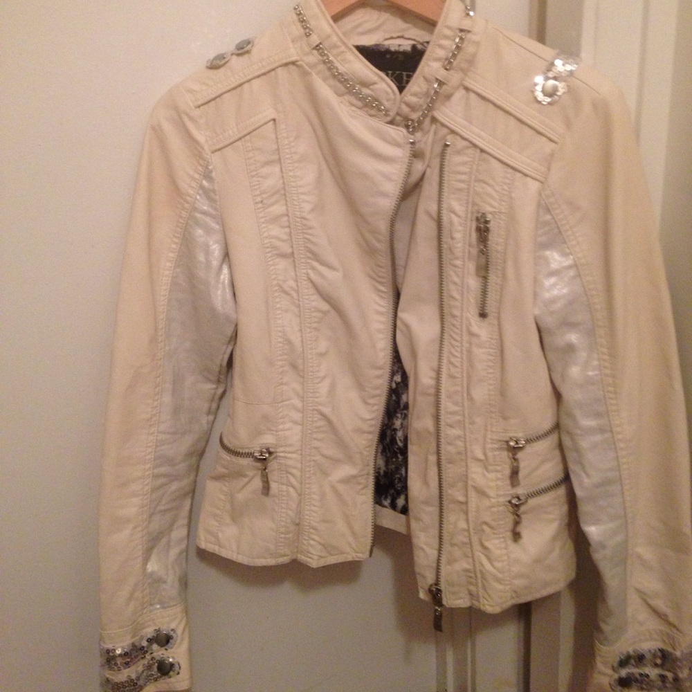 BKE Cream Colored Pleather Jacket