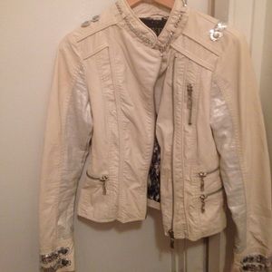 BKE Cream Colored Pleather Jacket