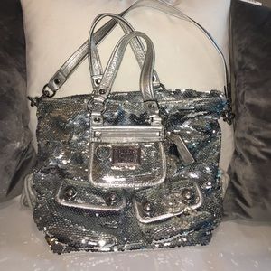 Coach Poppy Sequin Silver Bag.