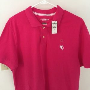 Express Men's Fitted Pique Polo - PInk