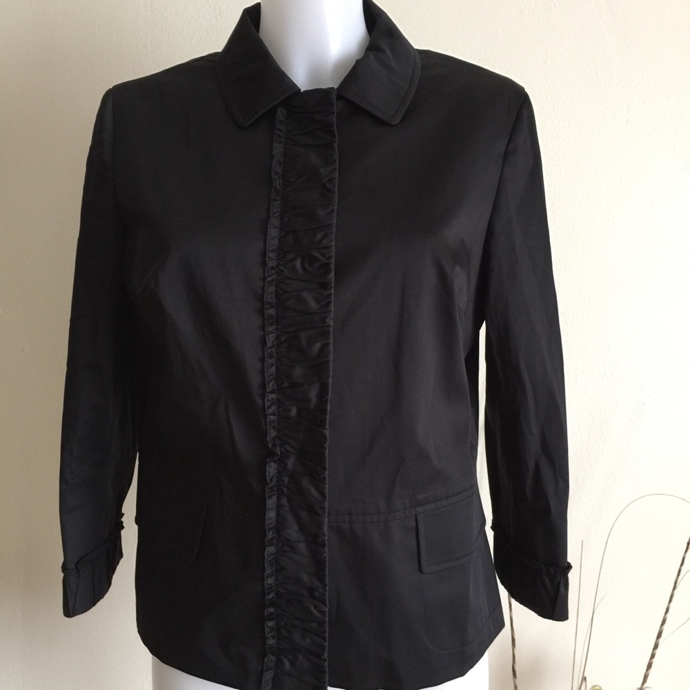 Talbots Black Ruffle Jacket Sz 8