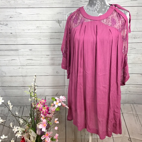 NWT Free People Cold Shoulder Top Pink - Picture 3 of 10